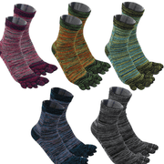 5 Pairs Womens Toe Socks Comfy Cotton Novelty Five Finger Striped Sock Casual Finger Socks for Running Athletic