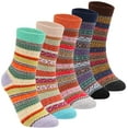 thumbnail image 1 of 5 Pairs Womens Wool Vintage Warm Thick Sock Lady Soft Casual Winter Socks,Free Size, 1 of 6