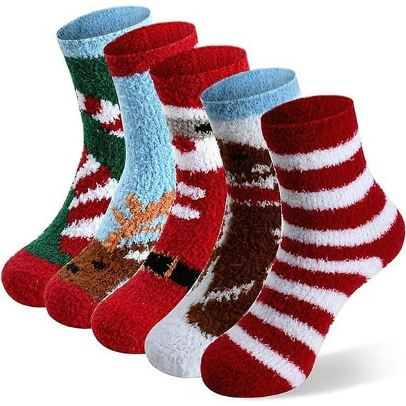 5 Pairs Womens Wool Socks - Winter Warm Socks - Thick Thermal Knit Vintage Cozy Soft Socks Gifts for Christmas