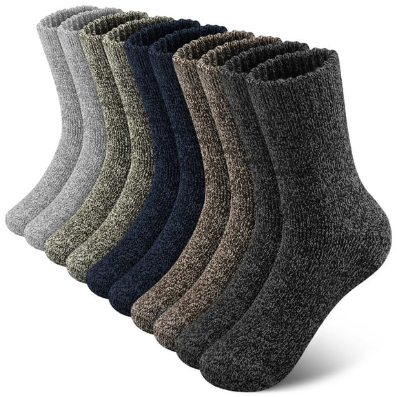 5 Pairs Wool Socks Mens,Thermal Warm Soft Socks for Men and Women,Thick Winter Mens Socks for Cold Weather