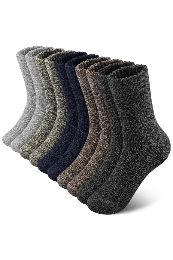 5 Pairs Wool Socks Mens,Thermal Warm Soft Socks for Men and Women,Thick Winter Mens Socks for Cold Weather