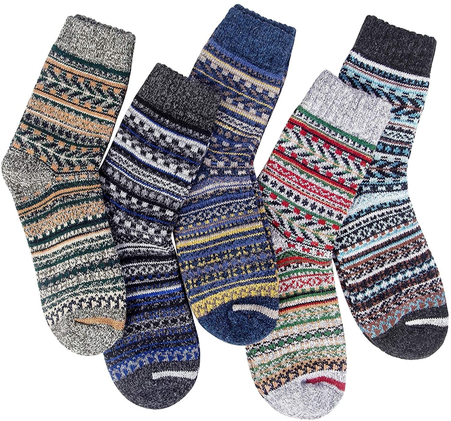 Immekey 5 Pairs Wool Socks for Women Gifts Winter Warm Thick Knit Cabin Cozy Crew Socks, Women's, Size: One Size