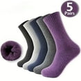 thumbnail image 1 of 5 Pairs Wool Socks for Women Thermal Warm Winter Socks Crew Boot Socks Size 5-9, 1 of 3