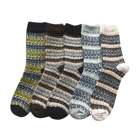5 Pairs Wool Socks for Women - Winter Thick Boot Cozy Crew Vintage Soft Calf Knit Warm Socks Gifts