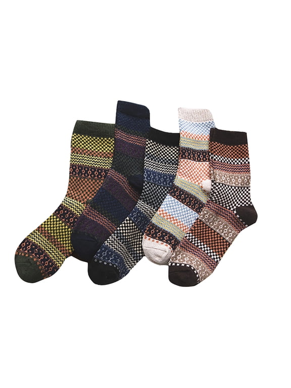5 Pairs Wool Socks for Women - Winter Thick Boot Cozy Crew Vintage Soft Calf Knit Warm Socks Gifts