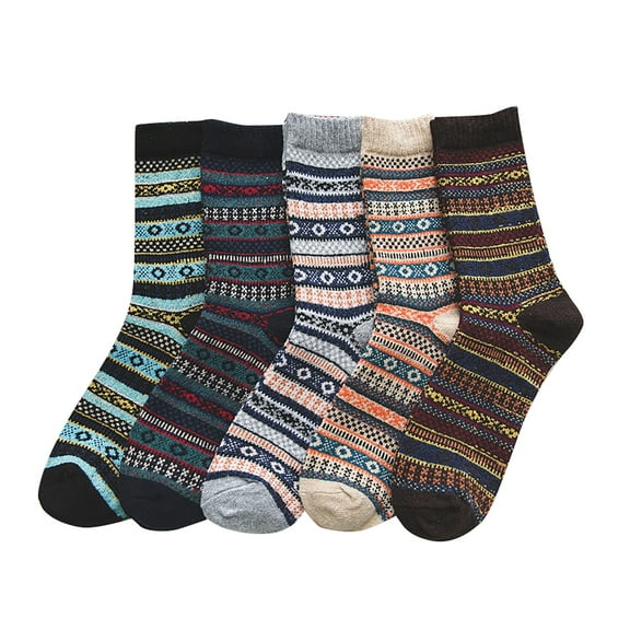 5 Pairs Wool Socks for Women - Winter Thick Boot Cozy Crew Vintage Soft Calf Knit Warm Socks Gifts