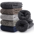 thumbnail image 1 of 5 Pairs Wool Socks for men,Warm Winter Boot Socks for Hiking Walking,Thick Thermal Gifts Socks, 1 of 8