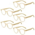 thumbnail image 1 of 5 Pairs of Bamboo Temple Reading Glasses Retro Round Brown Reading Glasses for Men and Women Classic Readers +4.00, 1 of 4