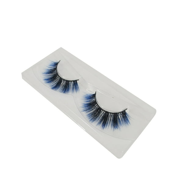 5 Pairs of Blue Synthetic False Lashes Strip Silk Eyelashes Natural Looking for Party Costume Supply Suncolor Hair