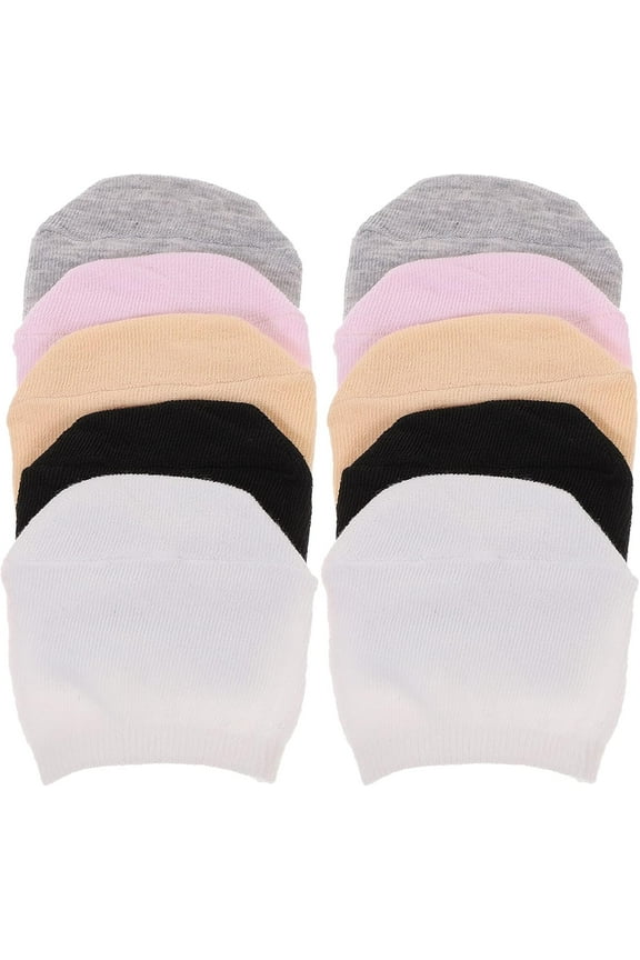 5 Pairs of Liner Half Sock Cotton Sock Hidden Toe Covers Sock for Women