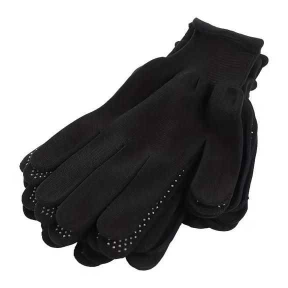 5 Pairs of Non-Slip Nylon Work Gloves - Breathable and Durable Protective Gloves for Construction and Industrial Use - Black Safety Gloves