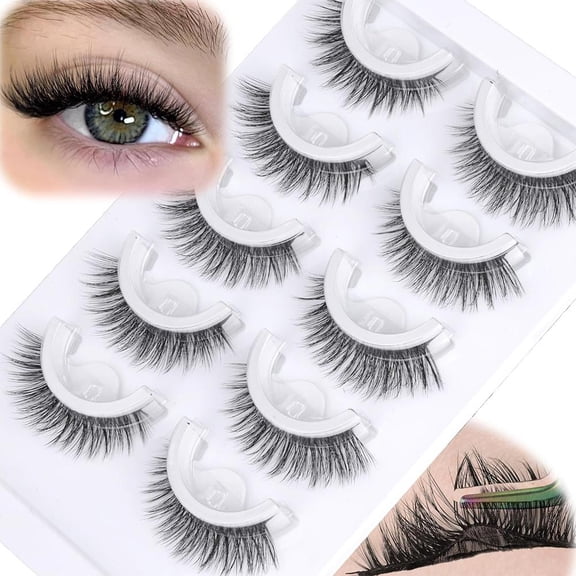 5 Pairs of Self-Adhesive False Eyelashes with Natural Look, Reusable and Lightweight for Everyday Wear