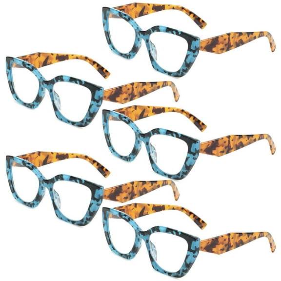 5 Pairs of Thick Cat Eye Reading Glasses Fashionable Oversized Polygonal Readers Women's Trendy Butterfly Presbyopic Glasses +3.50