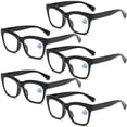 thumbnail image 1 of 5 Pairs of Thick Oversize Square Black Reading Glasses 2.50 for Women and Men, Blue Light Blocking Spring Hinge Readers +2.50, 1 of 4