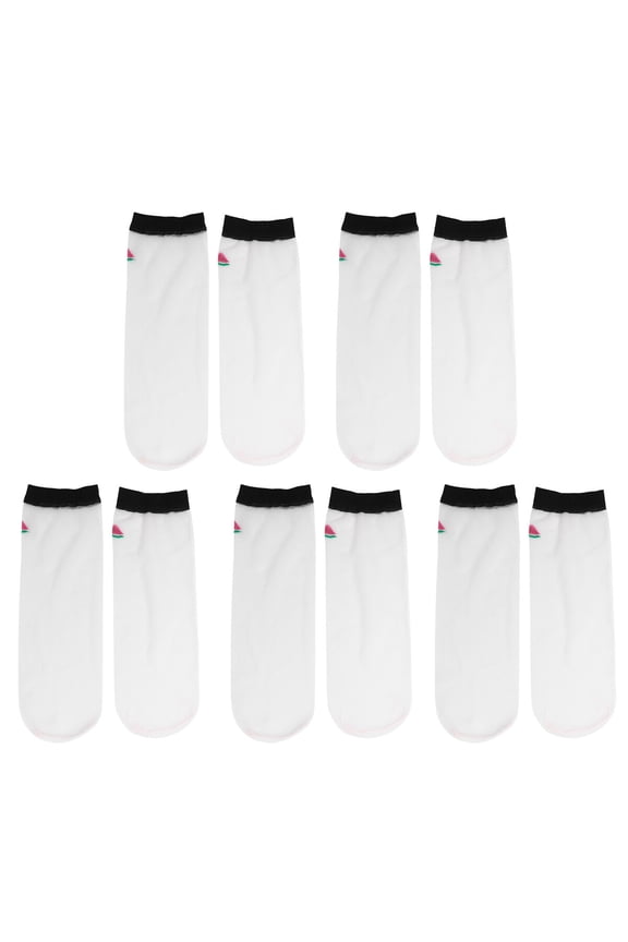 5 Pairs of Transparent Socks Ultra-thin Middle Tube Women Sock (Watermelon)