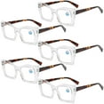 thumbnail image 1 of 5 Pairs of Transparent Thick Oversize Square Reading Glasses 4.00 for Women and Men, Blue Light Blocking Spring Hinge Readers +4.00, 1 of 4