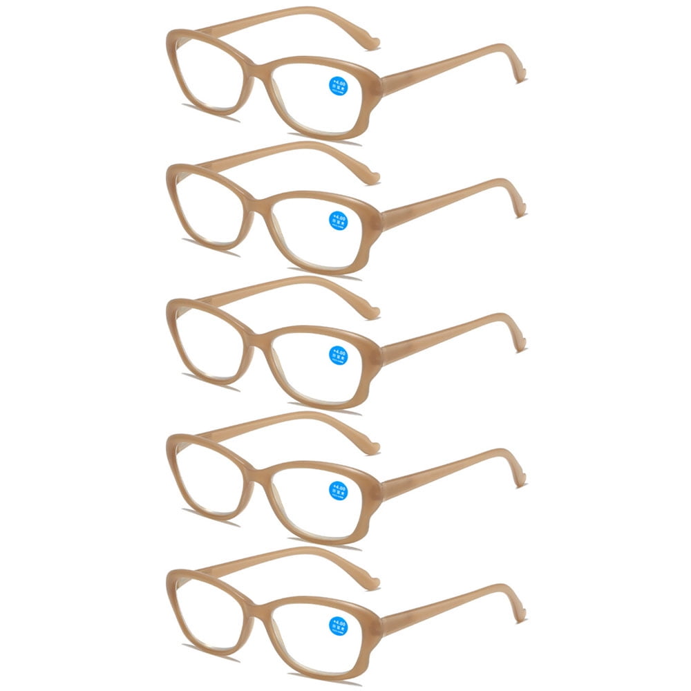5 Pairs of Women Anti-blue Light Reading Glasses 1.50 Brown Ultra-light Clear Spring Hinges Butterfly Frame Readers Eyeglasses Frame +1.50 Strength