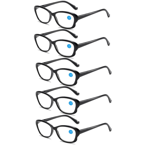 5 Pairs of Women Anti-blue Light Reading Glasses 3.50 Black Ultra-light Clear Spring Hinges Butterfly Frame Readers Eyeglasses Frame +3.50 Strength