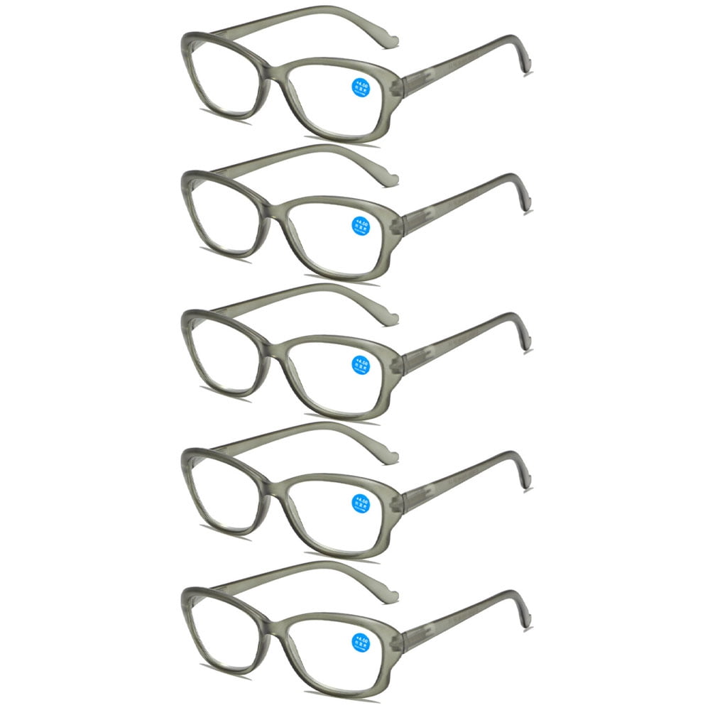 5 Pairs of Women Anti-blue Light Reading Glasses Gray Ultra-light Clear Spring Hinges Butterfly Frame Readers Eyeglasses Frame