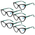 thumbnail image 1 of 5 Pairs of Women Retro Cat Eye Reading Glasses 1.00 Ladies Anti Blue Light Spring Hinge Black Green Readers +1.0, 1 of 7