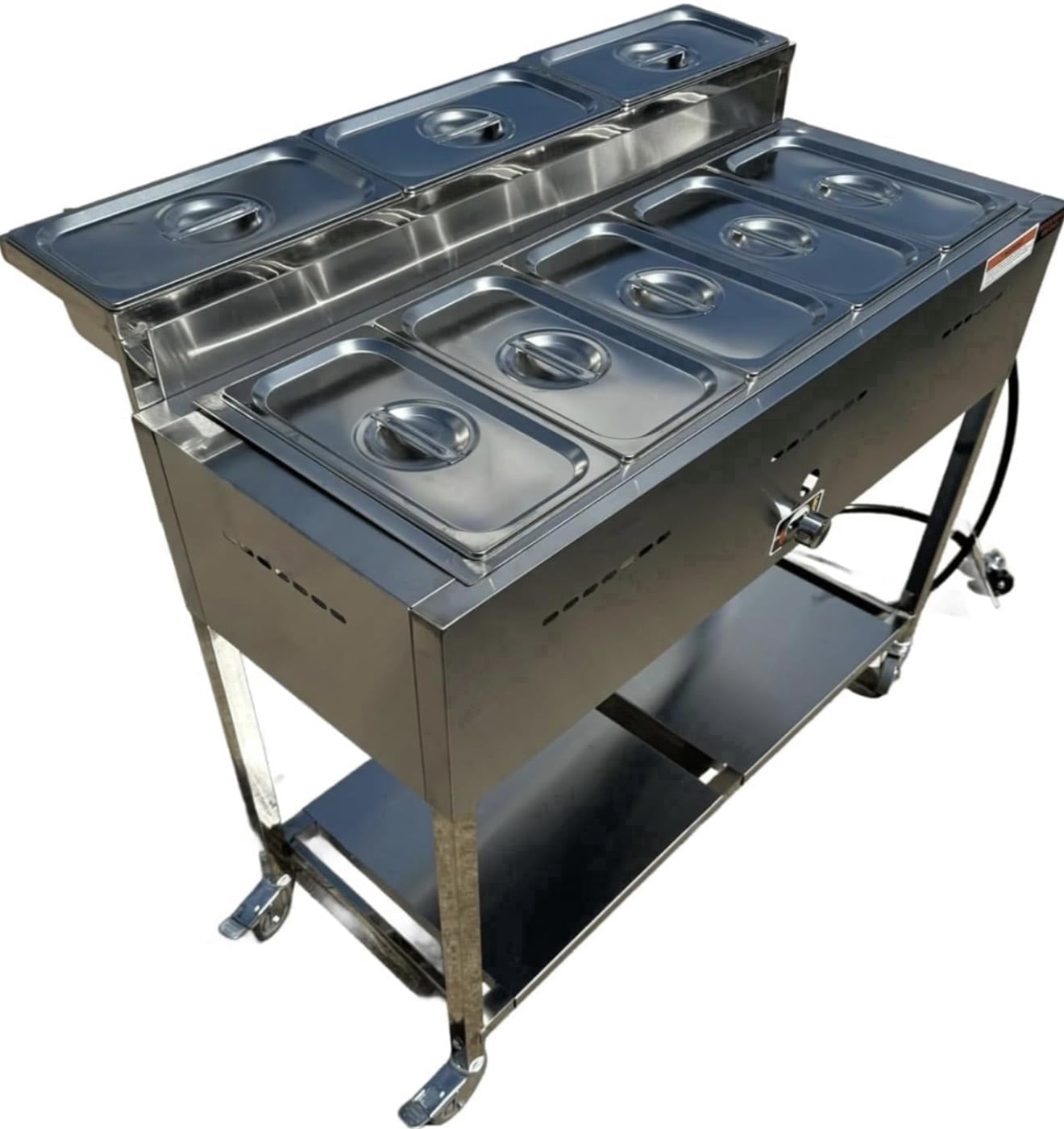 5 Pan Steam Table Food Warmer Cart | Heavy Duty Commercial Stainless ...