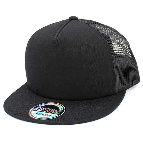 5 Panel Foam Front Trucker Mesh Back Flat Brim Snapback Adjustable Cap Hat