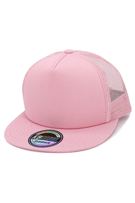 5 Panel Foam Front Trucker Mesh Back Flat Brim Snapback Adjustable Cap Hat