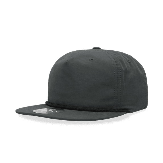 Decky 6032 5 Panel High Profile Relaxed Cotton Blend Rope Hat-Charcoal/Black