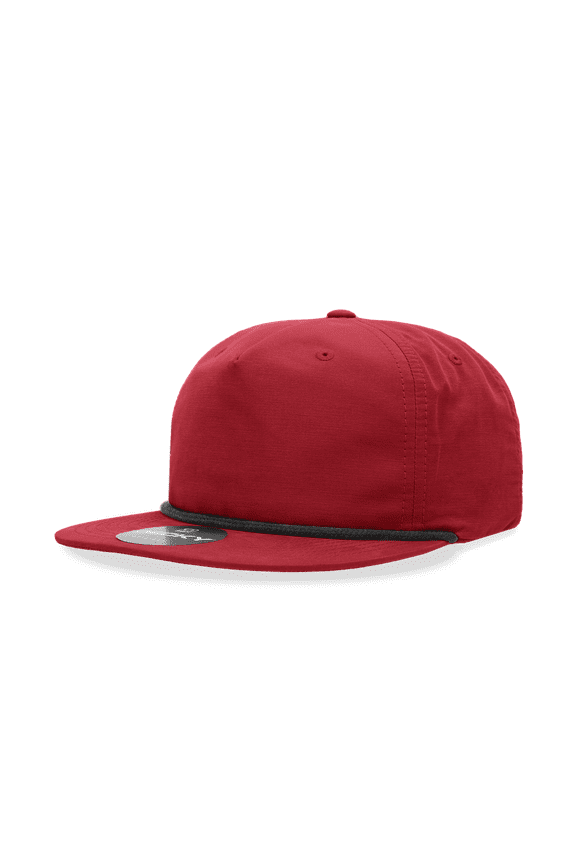 6032 5 Panel High Profile Relaxed Cotton Blend Rope Hat-Red/Black