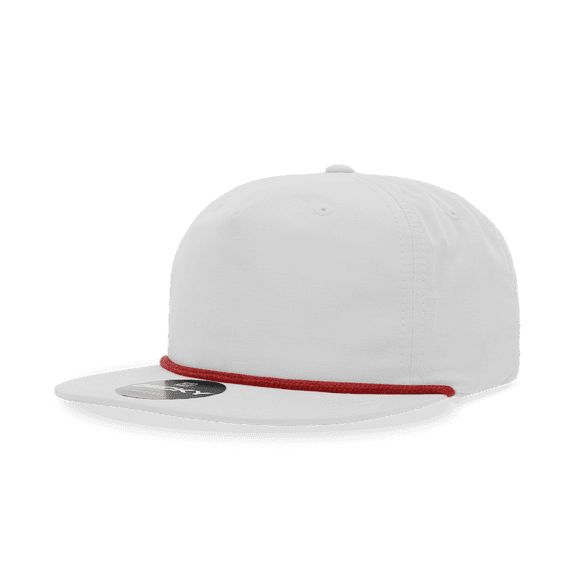 Decky 6032 5 Panel High Profile Relaxed Cotton Blend Rope Hat-White/Red