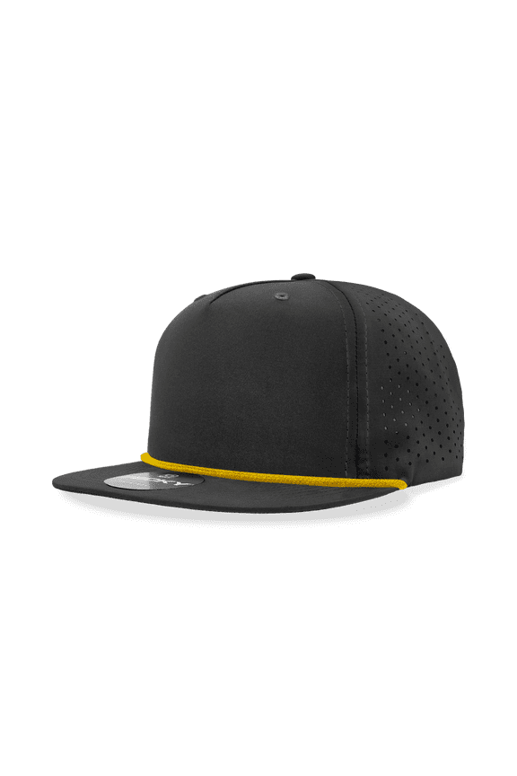 6226 5 Panel High Profile Relaxed Perforated Performance Rope Hat-Black/Gold