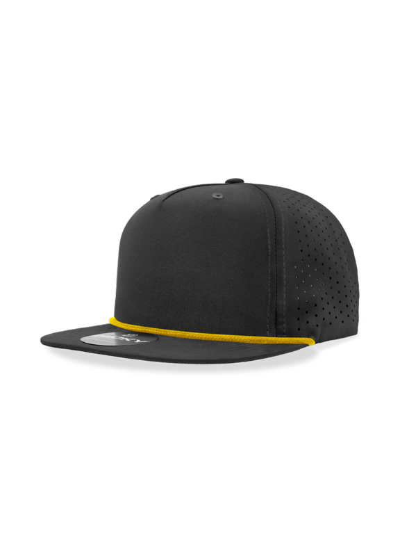 6226 5 Panel High Profile Relaxed Perforated Performance Rope Hat-Black/Gold
