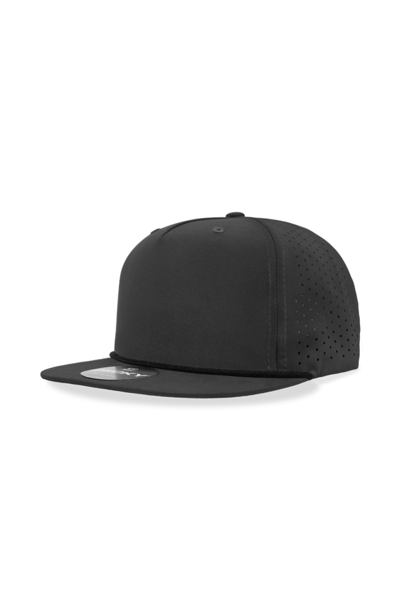 6226 5 Panel High Profile Relaxed Perforated Performance Rope Hat-Black