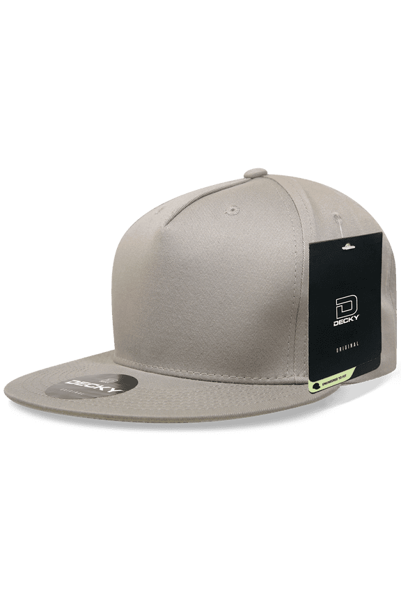 1064 5 Panel High Profile Structured Cotton Blend Snapback-Grey