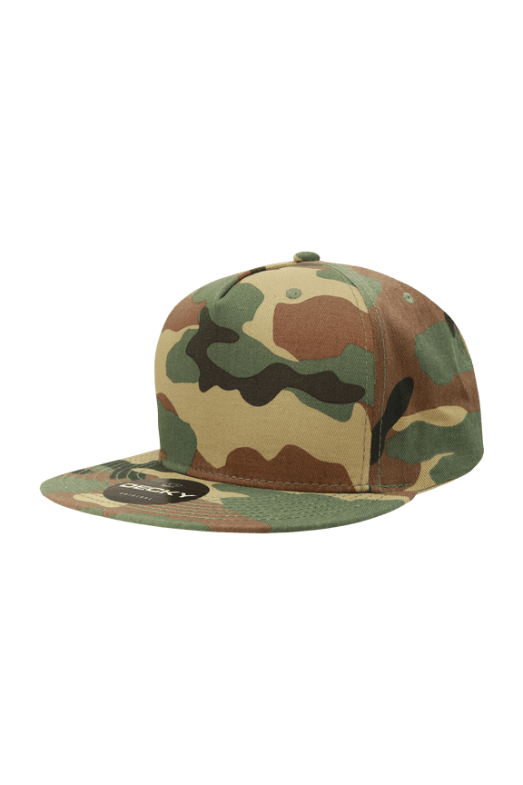 1064 5 Panel High Profile Structured Cotton Blend Snapback-Woodland