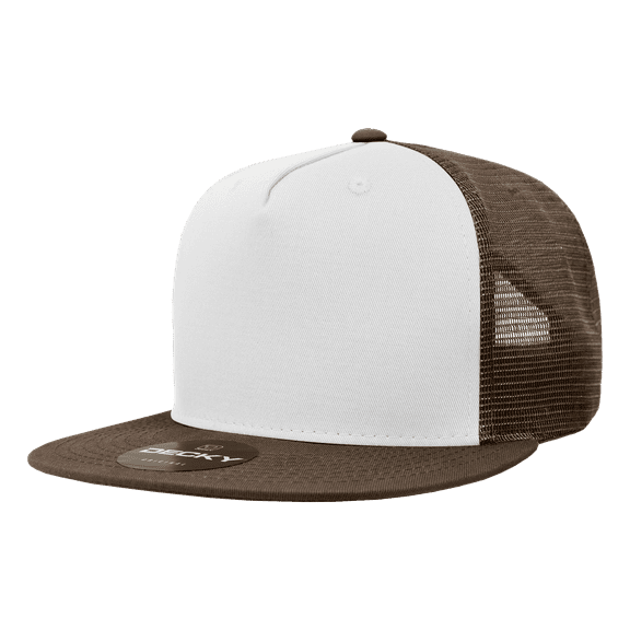 Decky 1040 5 Panel High Profile Structured Cotton Blend Trucker-Brown/White/Brown