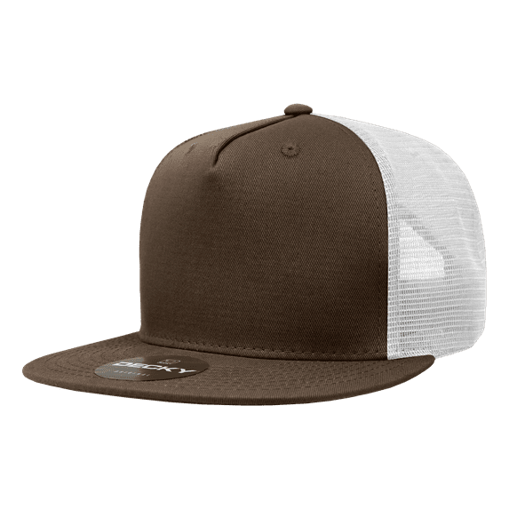 Decky 1040 5 Panel High Profile Structured Cotton Blend Trucker-Brown/White