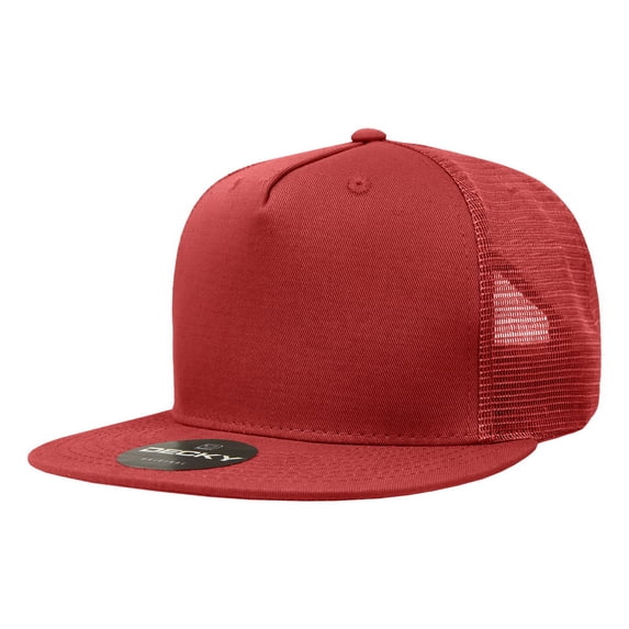 Decky 1040 5 Panel High Profile Structured Cotton Blend Trucker-Cardinal