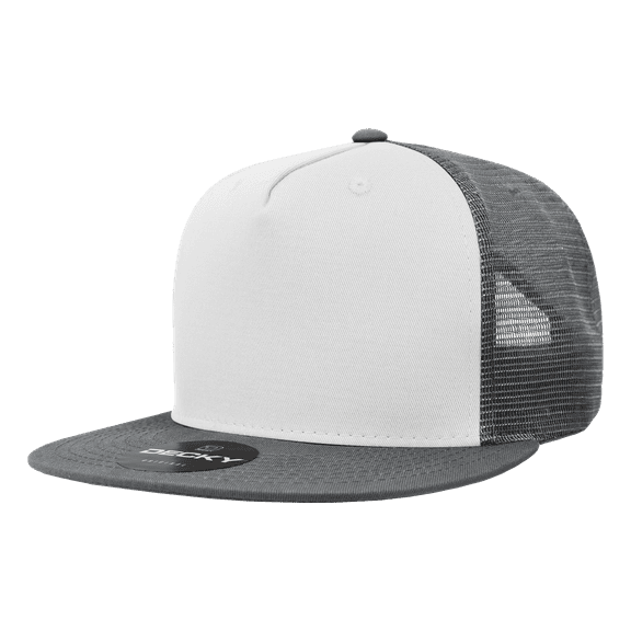 Decky 1040 5 Panel High Profile Structured Cotton Blend Trucker-Charcoal/White/Charcoal