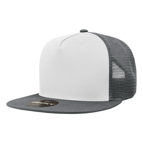 Decky 1040 5 Panel High Profile Structured Cotton Blend Trucker-Charcoal/White/Charcoal