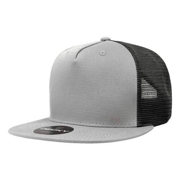 Decky 1040 5 Panel High Profile Structured Cotton Blend Trucker-Grey/Black