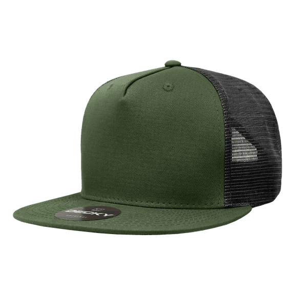 Decky 1040 5 Panel High Profile Structured Cotton Blend Trucker-Olive/Black