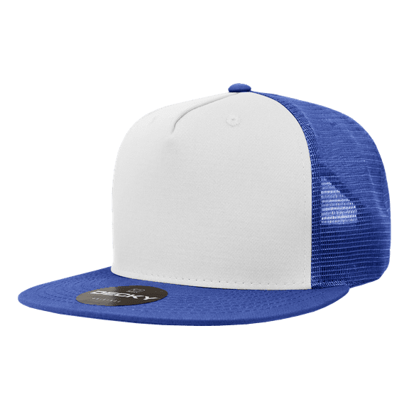 Decky 1040 5 Panel High Profile Structured Cotton Blend Trucker-Royal/White/Royal