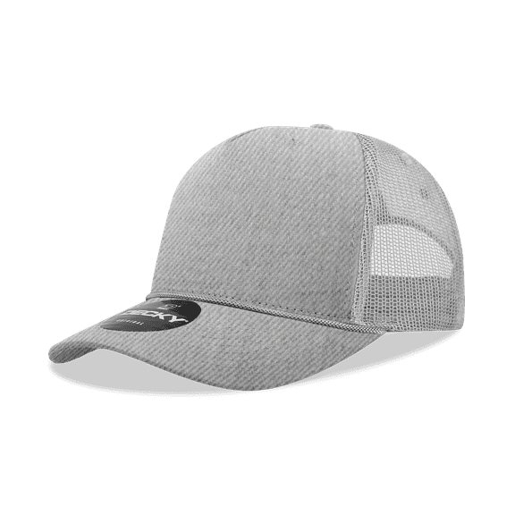 Decky 6040 5 Panel High Profile Structured Cotton/Poly Blend Trucker w/Rope-Heather Grey