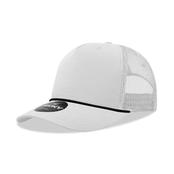 Decky 6040 5 Panel High Profile Structured Cotton/Poly Blend Trucker w/Rope-White/Black