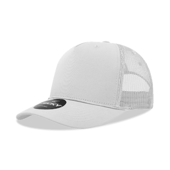 Decky 6040 5 Panel High Profile Structured Cotton/Poly Blend Trucker w/Rope-White