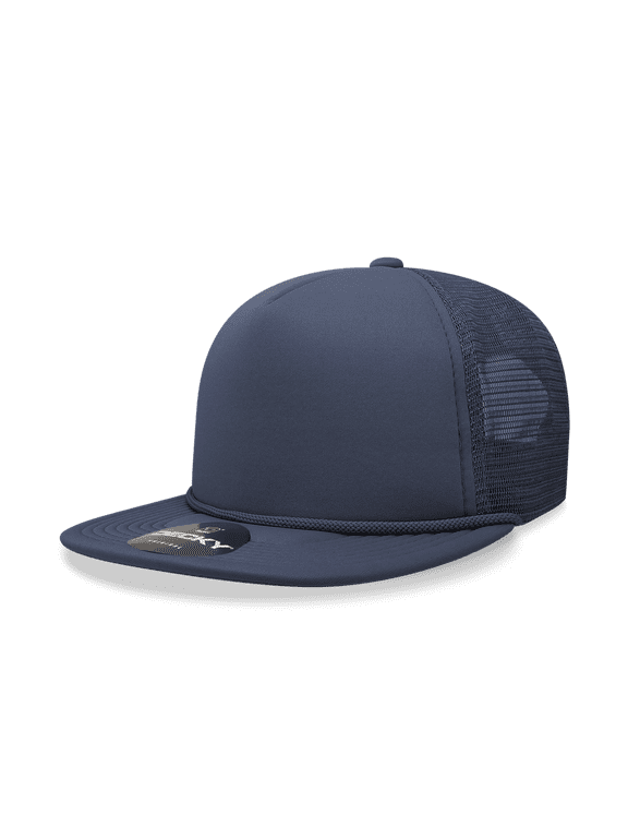 6026 5 Panel High Profile Structured Foam Trucker Hat-Navy