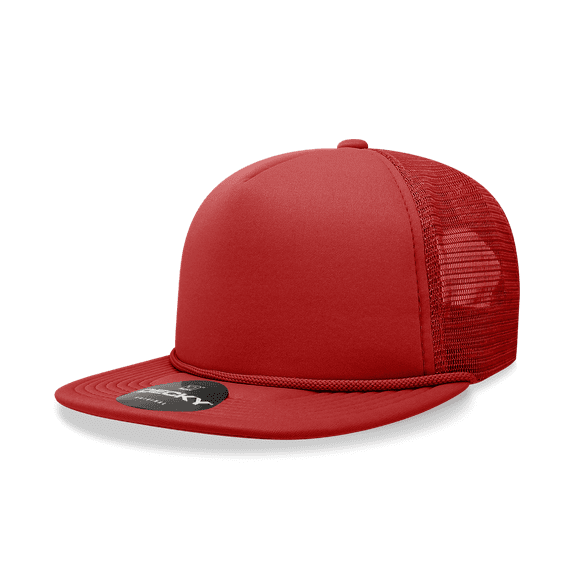 Decky 6026 5 Panel High Profile Structured Foam Trucker Hat-Red