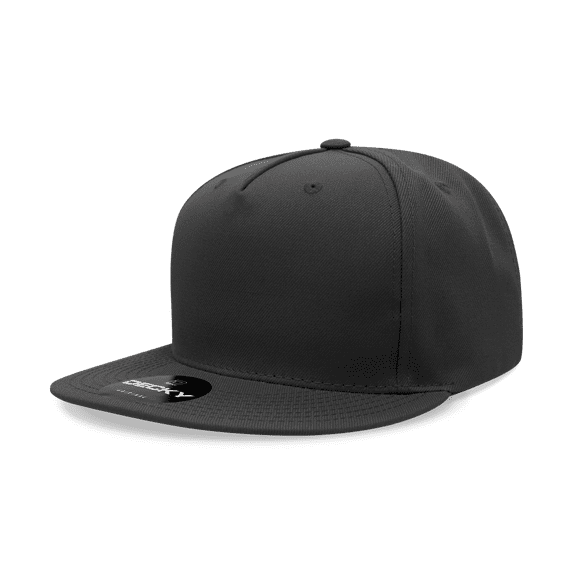 Decky 6029 5 Panel High Profile Structured Polyester Snapback-Black