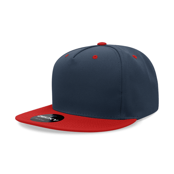 Decky 6029 5 Panel High Profile Structured Polyester Snapback-Navy/Red
